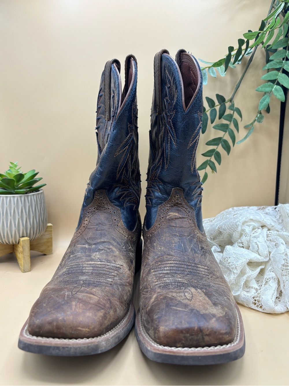 Ariat Men’s Cowboy Boots Size 7EE Brown Leather Square Toe Western